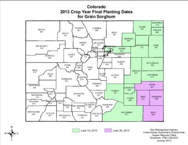 Colorado 2013 Crop Year Final Planting Dates for Grain Sorghum MOFFAT 081