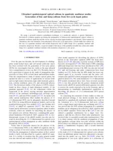 PHYSICAL REVIEW A 80, 053812 共2009兲  Ultrashort spatiotemporal optical solitons in quadratic nonlinear media: Generation of line and lump solitons from few-cycle input pulses Hervé Leblond,1 David Kremer,1 and Dumit