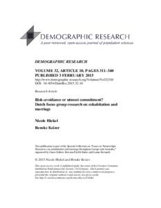Risk-avoidance or utmost commitment? Dutch focus group research on cohabitation and marriage