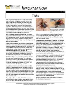 INFORMATION No. 030 Ticks Ticks are blood-feeding external parasites of mammals, birds, and reptiles throughout the world. They are not