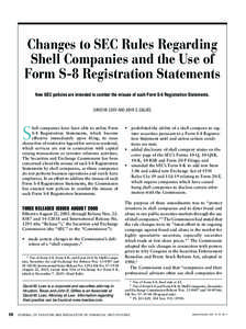 Changes to SEC Rules Regarding Shell Companies and the Use of Form S-8 Registration Statements