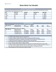 Effective[removed]Water Meter Fee Schedule WATER TAPS AND METER FEES Fees are based on 60 foot right-of-way roads and lateral lengths less than 100 feet. complex boring and items not shown shall be at cost.