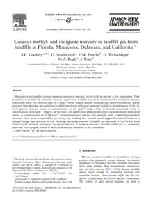 ARTICLE IN PRESS  Atmospheric Environment[removed]–258 www.elsevier.com/locate/atmosenv  Gaseous methyl- and inorganic mercury in landﬁll gas from