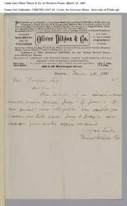 Letter from Oliver Ditson & Co. to Morrison Foster, March 18, 1881 Foster Hall Collection, CAM.FHC[removed], Center for American Music, University of Pittsburgh. 