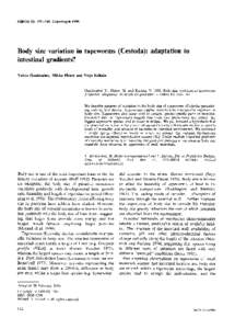 OIKOS 83: [removed]Copenhagen[removed]Body size variation in tapeworms (Cestoda): adaptation to