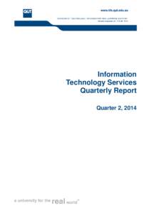 Information Technology Services Quarterly Report Quarter 2, 2014  Departmental Report – Information Technology Services