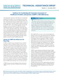 Guidance for Conducting the Consumer Assessment of Healthcare Providers and Systems (CAHPS®) 5.0H Child Survey