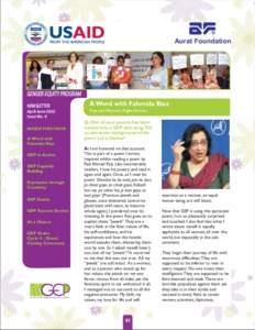 Aurat Foundation  GENDER EQUITY PROGRAM NEWSLETTER  April-June 2012