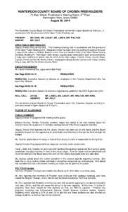 HUNTERDON COUNTY BOARD OF CHOSEN FREEHOLDERS 71 Main Street, Freeholder’s Meeting Room, 2nd Floor Flemington, New Jersey[removed]August 05, 2014  The Hunterdon County Board of Chosen Freeholders convened in Open Session 