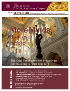 John W. Kluge Center Newsletter Fall 2012