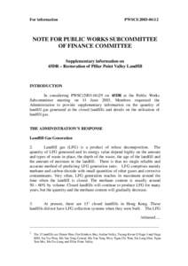 For information  PWSCI[removed]NOTE FOR PUBLIC WORKS SUBCOMMITTEE OF FINANCE COMMITTEE