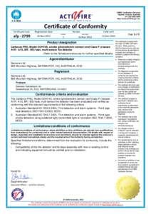 CSIRO Verification Services Highett, Victoria, Australia + http://www.activfire.gov.au/  Certificate of Conformity