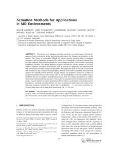 Actuation Methods for Applications in MR Environments ROGER GASSERT,1 AKIO YAMAMOTO,2 DOMINIQUE CHAPUIS,1 LUDOVIC DOVAT,3 HANNES BLEULER,1 ETIENNE BURDET4 1