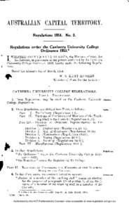 AUSTRALIAN CAPITAL TERRITORY. Regulations[removed]No. 3. Regulations under the Canberra University College Ordinance 1953.*  I