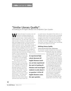 ALAN v37n2 - “Similar Literary Quality”: Demystifying the AP English Literature and Composition Open Question