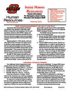 Inside Human Resources Timely Information For Managers, Supervisors, Directors and Support Staff