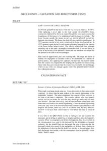 Causation / Bolam v Friern Hospital Management Committee / Duty of care / Proximate cause / Breaking the chain / Medical malpractice / McGhee v National Coal Board / Summers v. Tice / Landeros v. Flood / Law / Tort law / Negligence