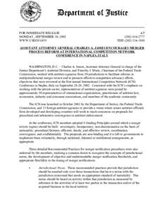 FOR IMMEDIATE RELEASE MONDAY, SEPTEMBER 30, 2002 WWW.USDOJ.GOV AT[removed]