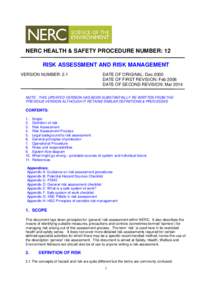 NERC HEALTH & SAFETY PROCEDURE   NUMBER : 12