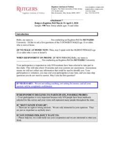 Eagleton Institute of Politics Rutgers, The State University of New Jersey 191 Ryders Lane New Brunswick, New Jerseywww.eagleton.rutgers.edu