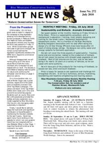 Blue Mountains Conservation Society  HUT NEWS Issue No. 272 July 2010