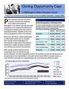 Closing Opportunity Gaps Achievement in Washington’s Public Education System A Report by the Achievement Gap Oversight and Accountability Committee | January 2010