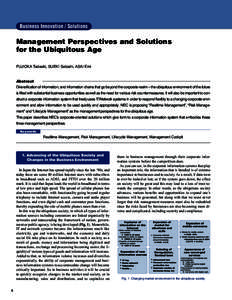 Business Innovation / Solutions  Management Perspectives and Solutions for the Ubiquitous Age FUJIOKA Tadaaki, SUEKI Satoshi, ASAI Emi