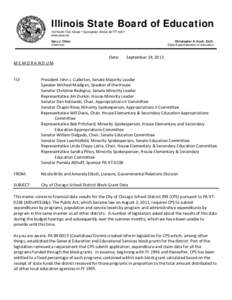 Memorandum to Illinois Legislature Regarding City of Chicago School District Block Grant Data for[removed]