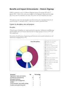 Benefits and Impact Achievements – Historic Digimap EDINA undertook a survey of Historic Digimap between November 2010 and 17 JanuaryA link to the survey was available on the Digimap Collections home page. The s