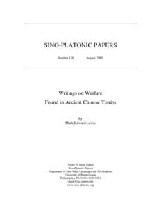 SINO-PLATONIC PAPERS Number 158 August, 2005  Writings on Warfare
