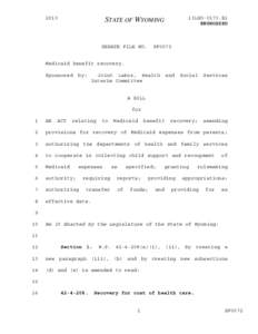 2013 General Session - Engrossed Version - SF0072 - Medicaid benefit recovery.