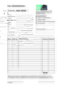 Fax - Bestellschein Unsere Fax6  Deco4event e.K, Wormser Str. 23, Deutschland