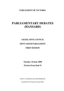 PARLIAMENT OF VICTORIA  PARLIAMENTARY DEBATES (HANSARD)  LEGISLATIVE COUNCIL