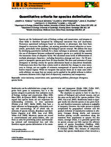 Quantitative criteria for species delimitation