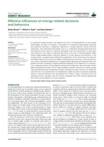 Affective influences on energy-related decisions and behaviors