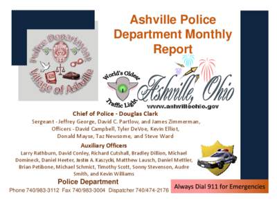 Ashville Police Department Monthly Report World’s Oldest Traffic Light