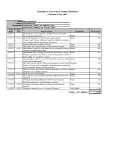 Schedule of Travel for Executive Positions Calendar Year 2012 Name: LEON BRIDGES Position: Division Director Organization: Commander, Alaska Army National Guard Department of Military and Veterans Affairs