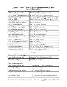 Transfer Guide of Courses from Northwest Community College Forestry Major Fall 2009 MSU Course Number and Title  Equivalent NWCC Course Number and Title