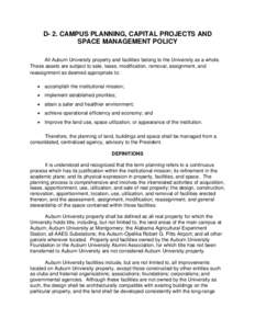 CAMPUS PLANNING, CAPITAL PROJECTS AND SPACE MANAGEMENT