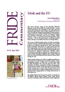Commentary Nº 11 - June 2014 Modi and the EU Gauri Khandekar