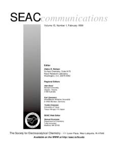 SEACcommunications Volume 15, Number 1, February 1999 Editor Debra R. Rolison Surface Chemistry, Code 6170