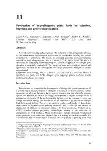 11 Production of hypoallergenic plant foods by selection, breeding and genetic modification