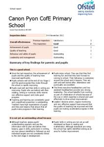 School report  Canon Pyon CofE Primary School Canon Pyon,Hereford, HR4 8PF