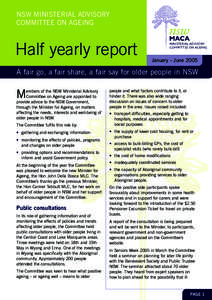 NSW MINISTERIAL ADVISORY COMMITTEE ON AGEING Half yearly report January – June 2005