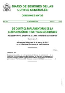 Diario de Sesiones de Comisiones Mixtas de Control Parlamentario de la Corporación RTVE y sus Sociedades