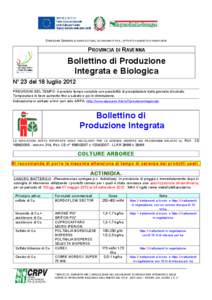 DIREZIONE GENERALE AGRICOLTURA, ECONOMIA ITTICA, ATTIVITÀ FAUNISTICO-VENATORIE  PROVINCIA DI RAVENNA Bollettino di Produzione Integrata e Biologica