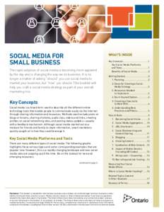 SOCIAL MEDIA FOR SMALL BUSINESS WHAT’S INSIDE Key Concepts.......................................1