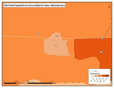 ´  2013 Total Population by Census Block for Ames, Nebraska Area 1147