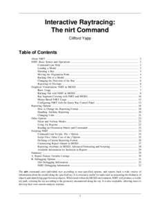 Interactive Raytracing: The nirt Command Clifford Yapp Table of Contents About NIRT ...................................................................................................................... 2