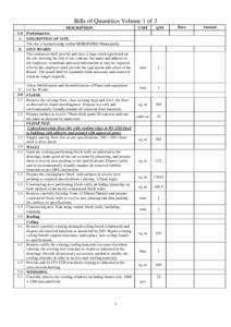 Bills of Quantities Volume 1 of 3 DESCRIPTION 1.0 A. B.